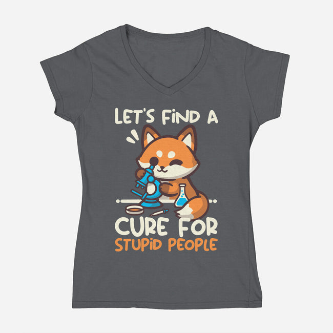 Fox Cure For Stupid People-Womens-V-Neck-Tee-NemiMakeit