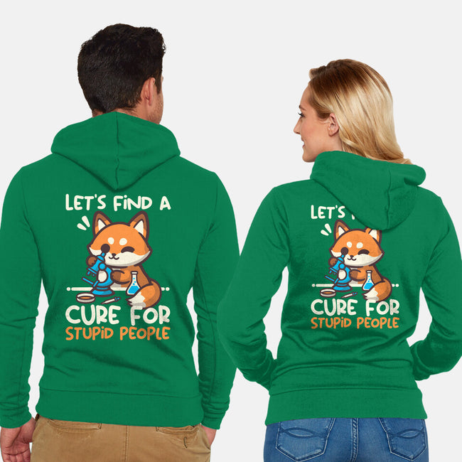 Fox Cure For Stupid People-Unisex-Zip-Up-Sweatshirt-NemiMakeit