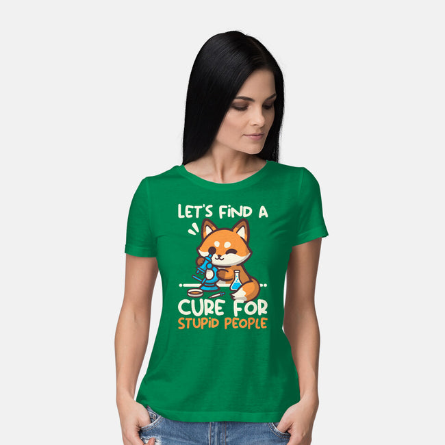 Fox Cure For Stupid People-Womens-Basic-Tee-NemiMakeit