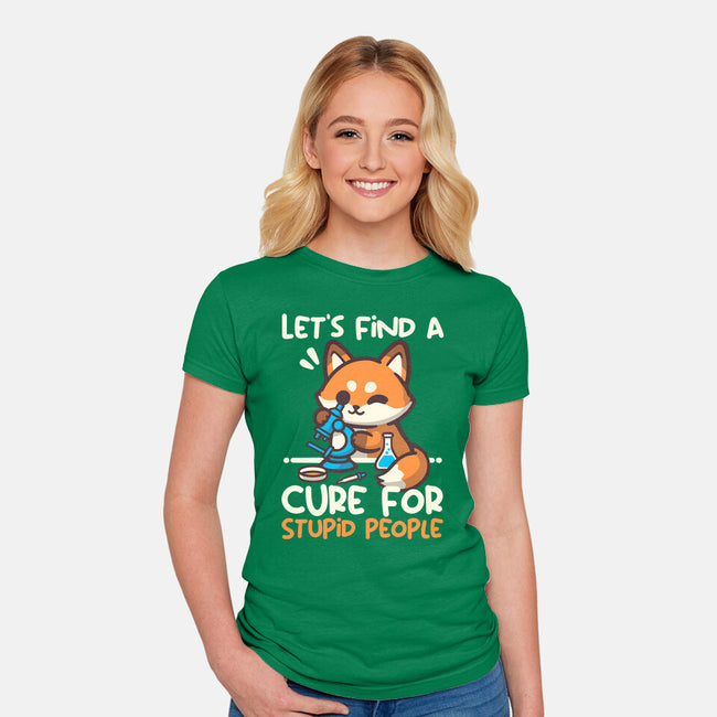 Fox Cure For Stupid People-Womens-Fitted-Tee-NemiMakeit