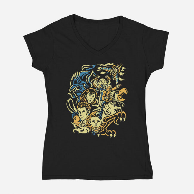 Sky Raiders-Womens-V-Neck-Tee-Henrique Torres