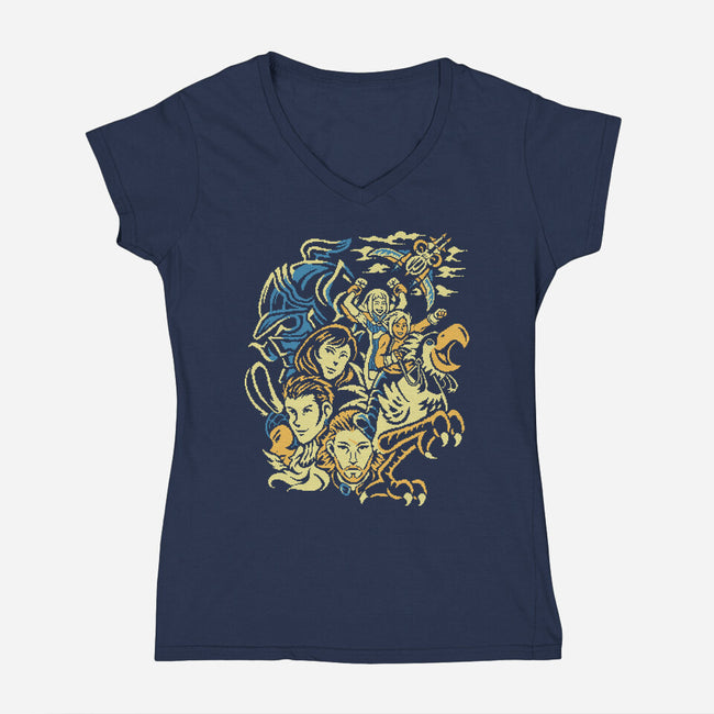 Sky Raiders-Womens-V-Neck-Tee-Henrique Torres
