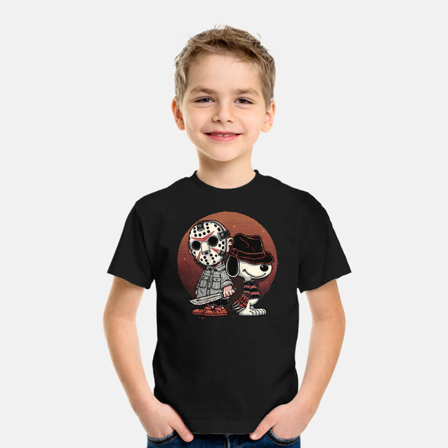 Horror Buddies-Youth-Basic-Tee-glitchygorilla
