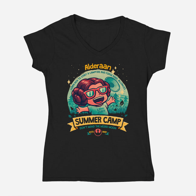 Weird Moon Summer Camp-Womens-V-Neck-Tee-teesgeex