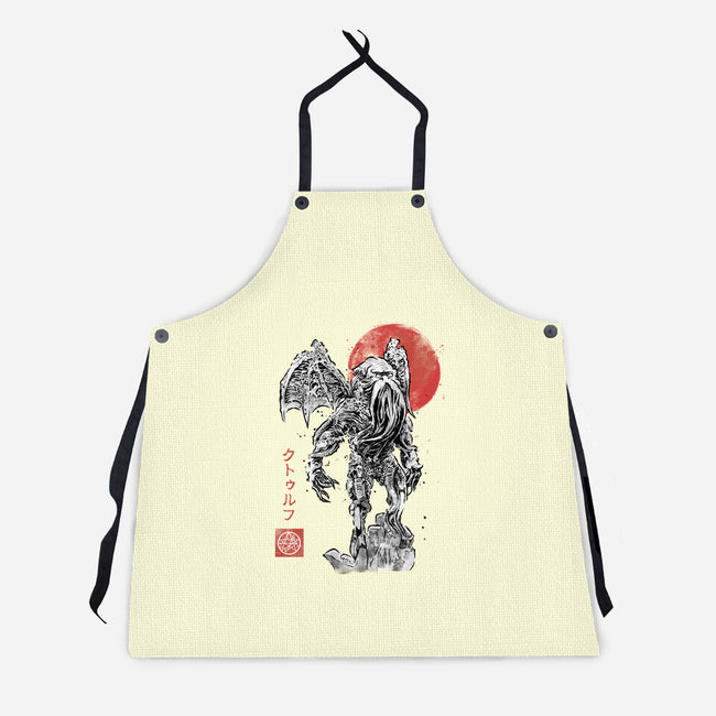 Cthulhu Sumi-E-Unisex-Kitchen-Apron-Astrobot Invention