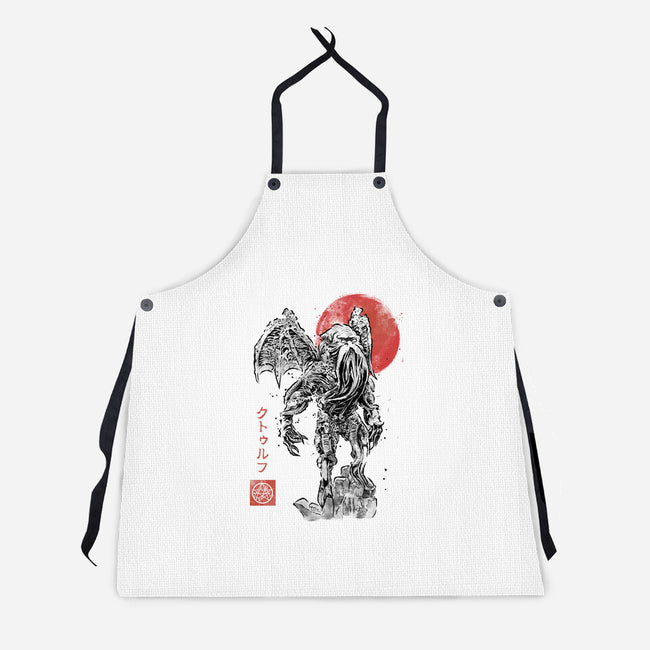 Cthulhu Sumi-E-Unisex-Kitchen-Apron-Astrobot Invention