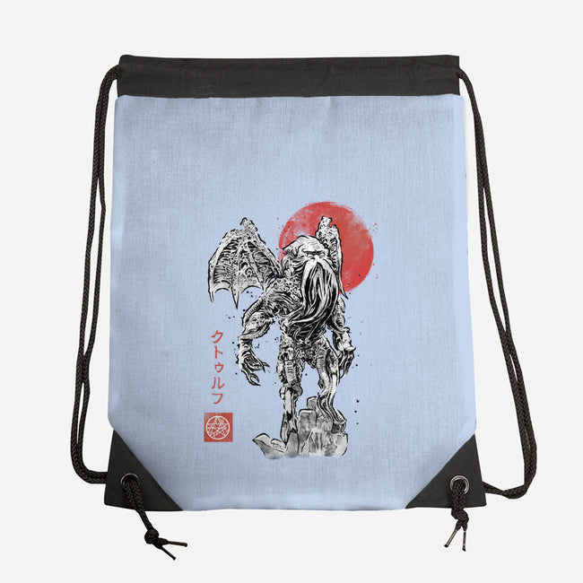 Cthulhu Sumi-E-None-Drawstring-Bag-Astrobot Invention