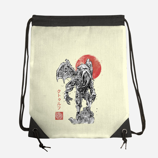 Cthulhu Sumi-E-None-Drawstring-Bag-Astrobot Invention