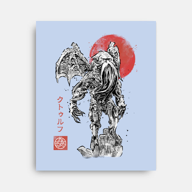 Cthulhu Sumi-E-None-Stretched-Canvas-Astrobot Invention