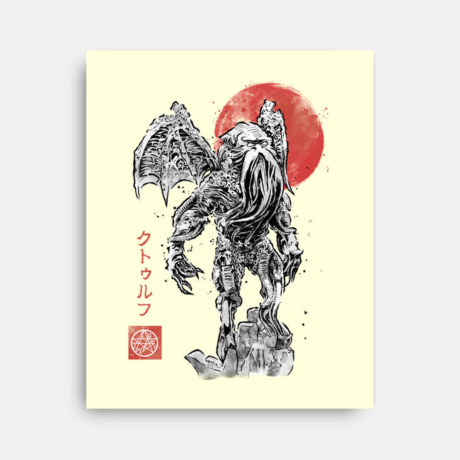 Cthulhu Sumi-E-None-Stretched-Canvas-Astrobot Invention