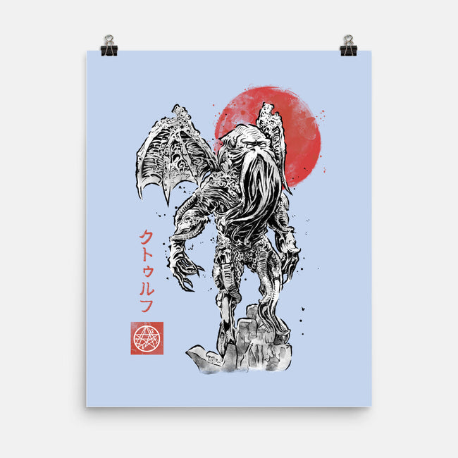 Cthulhu Sumi-E-None-Matte-Poster-Astrobot Invention