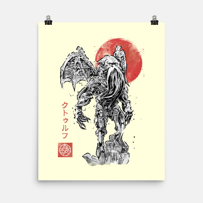 Cthulhu Sumi-E-None-Matte-Poster-Astrobot Invention