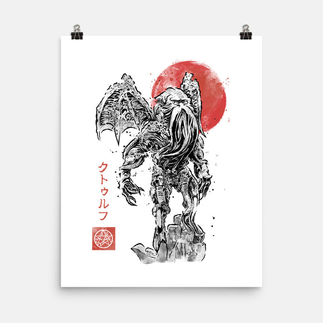 Cthulhu Sumi-E-None-Matte-Poster-Astrobot Invention