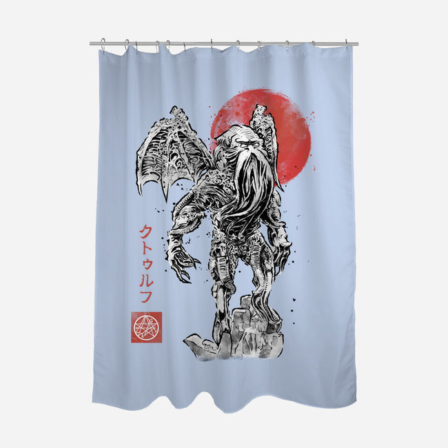 Cthulhu Sumi-E-None-Polyester-Shower Curtain-Astrobot Invention
