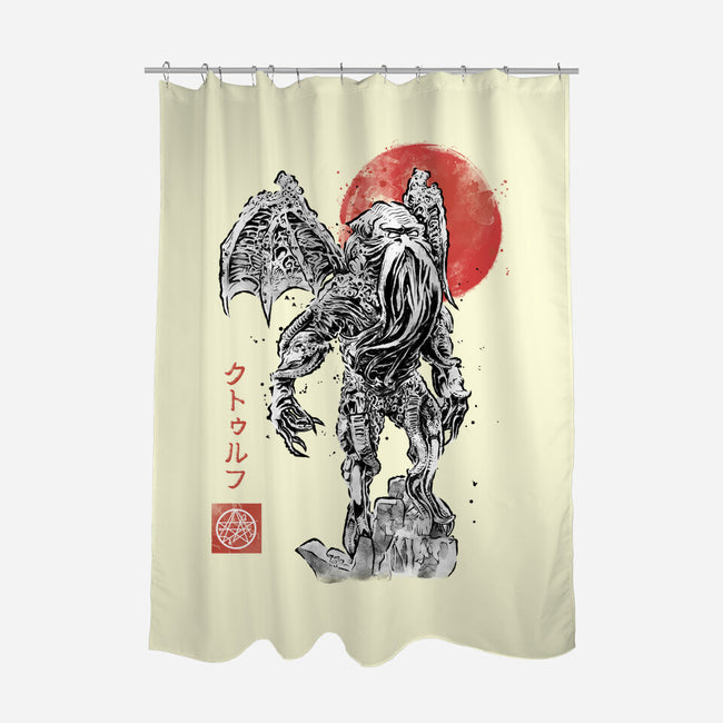 Cthulhu Sumi-E-None-Polyester-Shower Curtain-Astrobot Invention