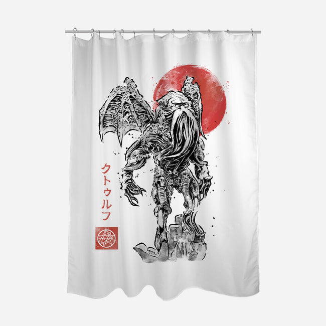 Cthulhu Sumi-E-None-Polyester-Shower Curtain-Astrobot Invention