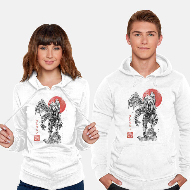 Cthulhu Sumi-E-Unisex-Pullover-Sweatshirt-Astrobot Invention