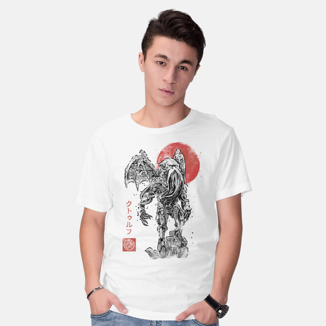 Cthulhu Sumi-E-Mens-Basic-Tee-Astrobot Invention