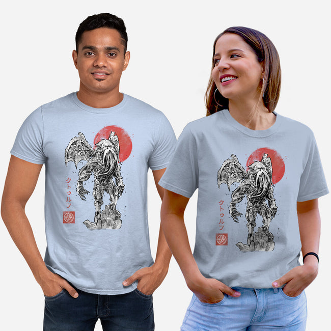 Cthulhu Sumi-E-Unisex-Basic-Tee-Astrobot Invention