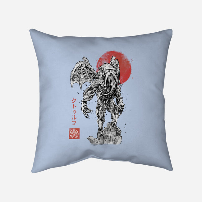 Cthulhu Sumi-E-None-Removable Cover w Insert-Throw Pillow-Astrobot Invention