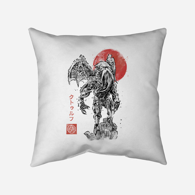 Cthulhu Sumi-E-None-Removable Cover w Insert-Throw Pillow-Astrobot Invention