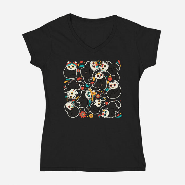 Catlaveras-Womens-V-Neck-Tee-Freecheese