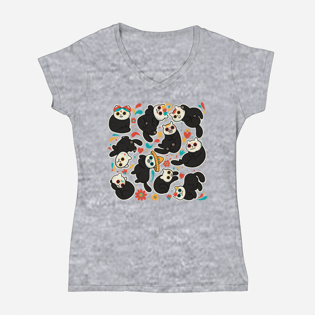 Catlaveras-Womens-V-Neck-Tee-Freecheese