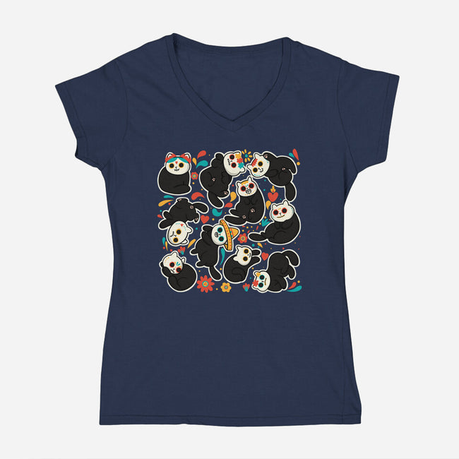 Catlaveras-Womens-V-Neck-Tee-Freecheese