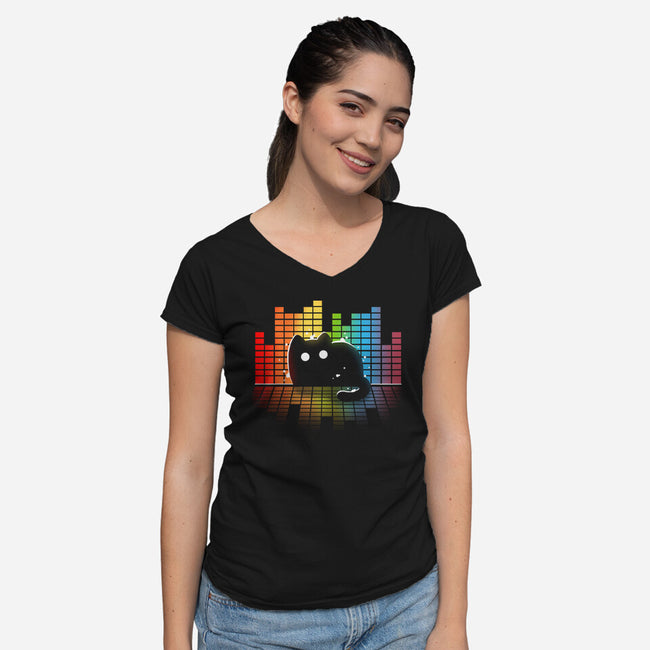Equalizer Cat-Womens-V-Neck-Tee-Vallina84