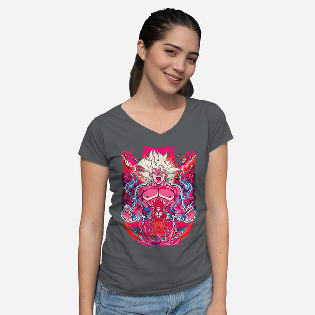 Super Saiyian Five Ultra Instinct-Womens-V-Neck-Tee-sarudrawss