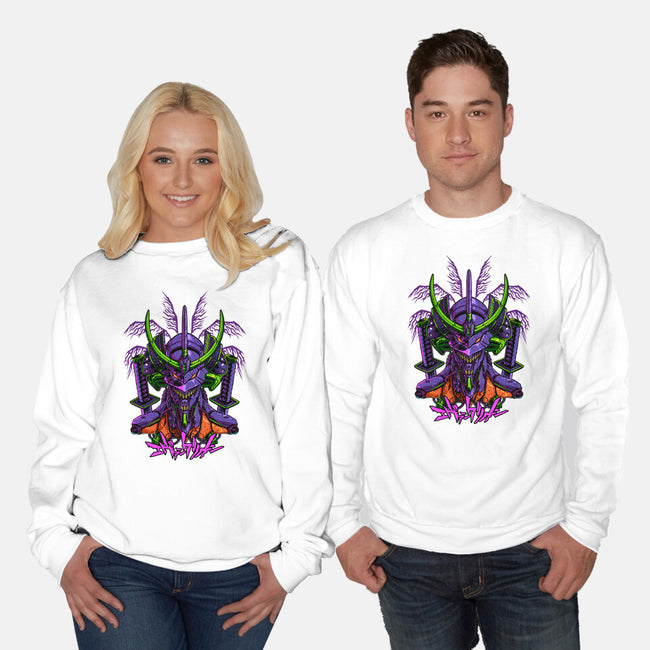 Evangelion Samurai-Unisex-Crew Neck-Sweatshirt-sarudrawss