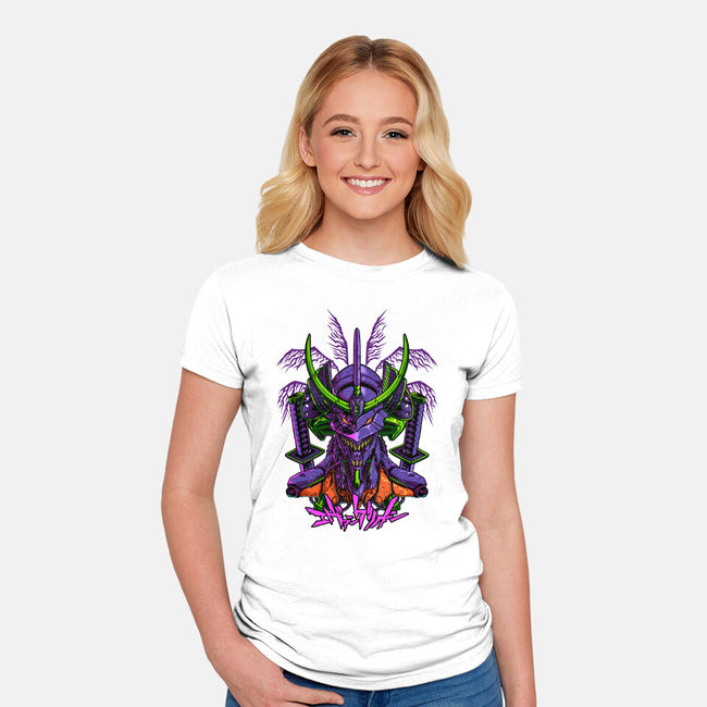 Evangelion Samurai-Womens-Fitted-Tee-sarudrawss