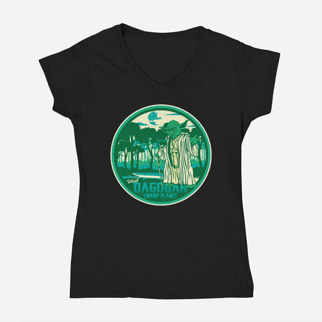 Visit The Swamp Planet-Womens-V-Neck-Tee-CarloJ1956