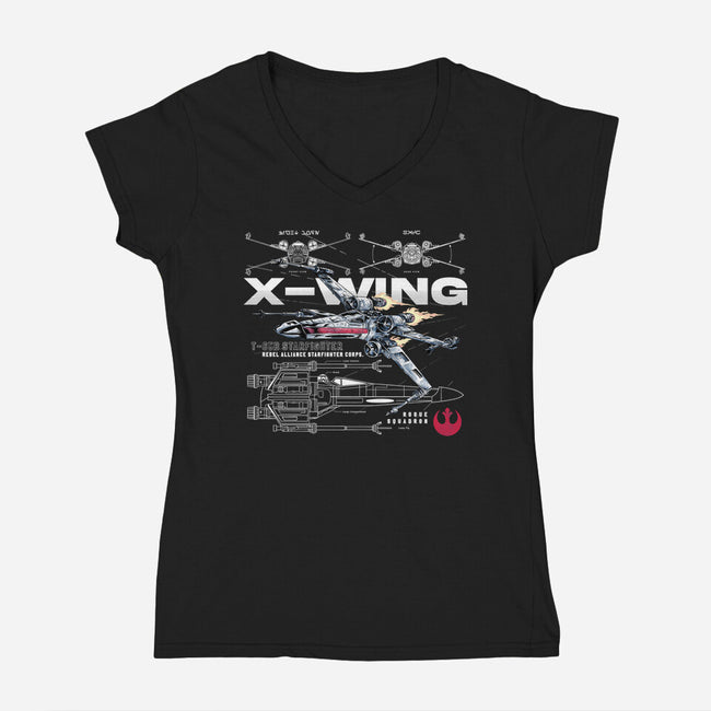 X-wing Rebel Alliance-Womens-V-Neck-Tee-alfbocreative