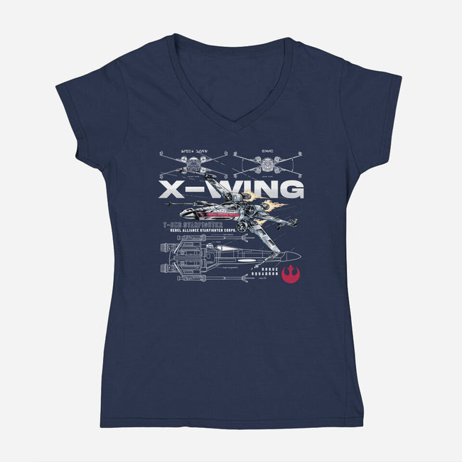 X-wing Rebel Alliance-Womens-V-Neck-Tee-alfbocreative
