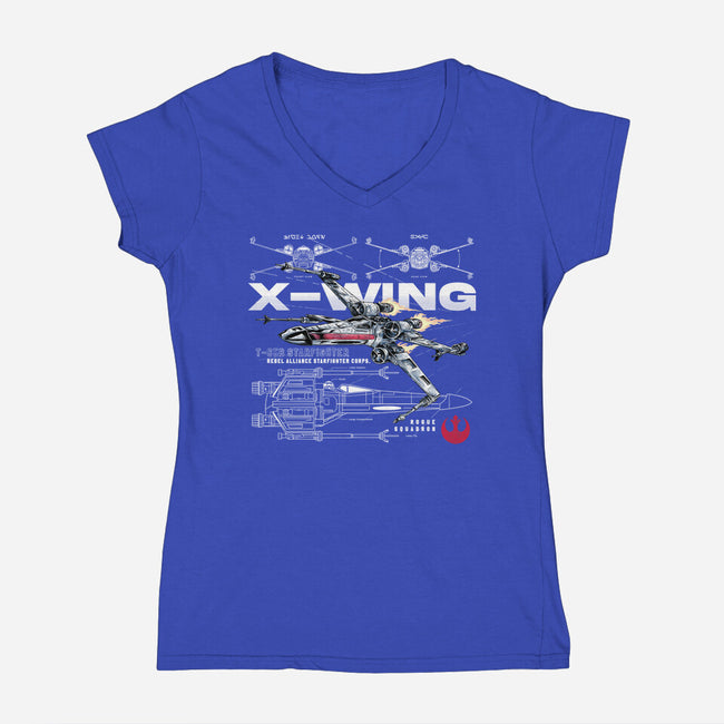X-wing Rebel Alliance-Womens-V-Neck-Tee-alfbocreative