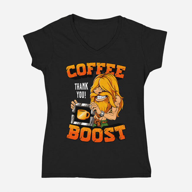 Coffee Boost-Womens-V-Neck-Tee-Tronyx79