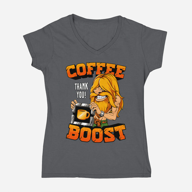 Coffee Boost-Womens-V-Neck-Tee-Tronyx79