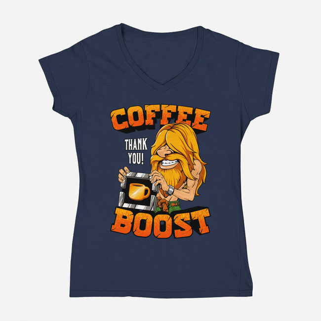 Coffee Boost-Womens-V-Neck-Tee-Tronyx79