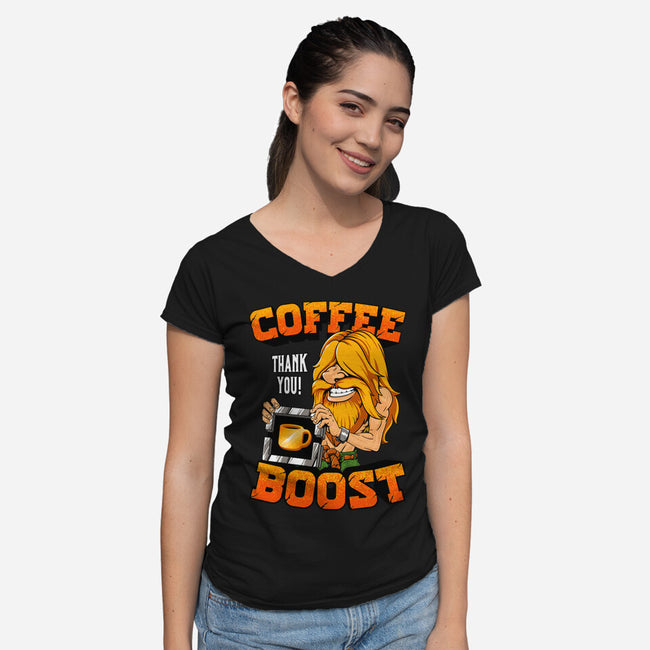 Coffee Boost-Womens-V-Neck-Tee-Tronyx79