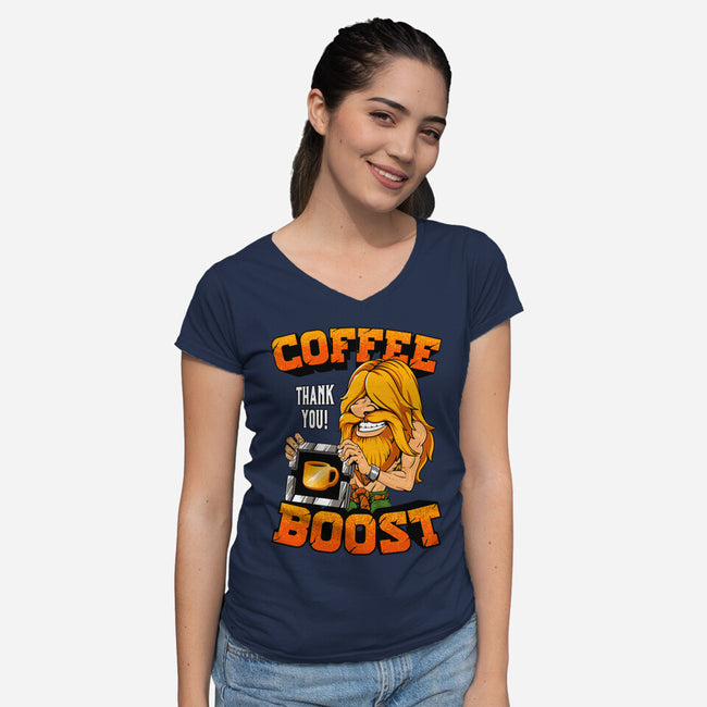 Coffee Boost-Womens-V-Neck-Tee-Tronyx79