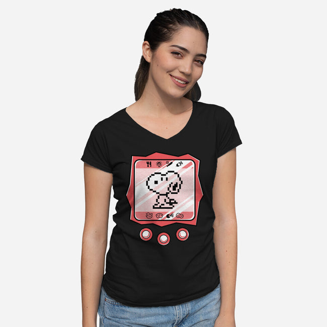 Virtual Beagle-Womens-V-Neck-Tee-estudiofitas