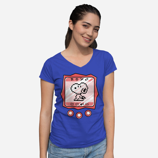 Virtual Beagle-Womens-V-Neck-Tee-estudiofitas