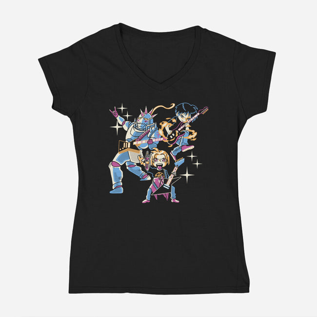 Fullmetal Guitarists-Womens-V-Neck-Tee-naomori