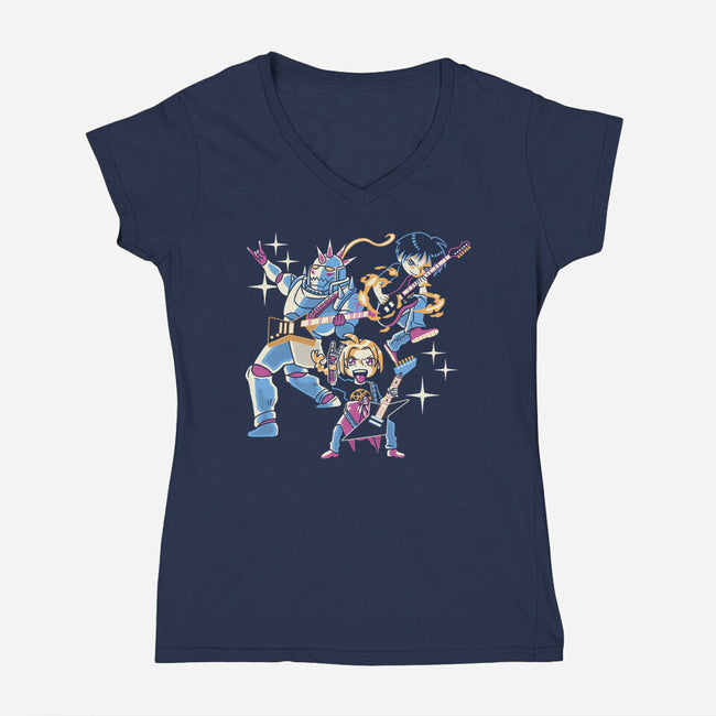 Fullmetal Guitarists-Womens-V-Neck-Tee-naomori