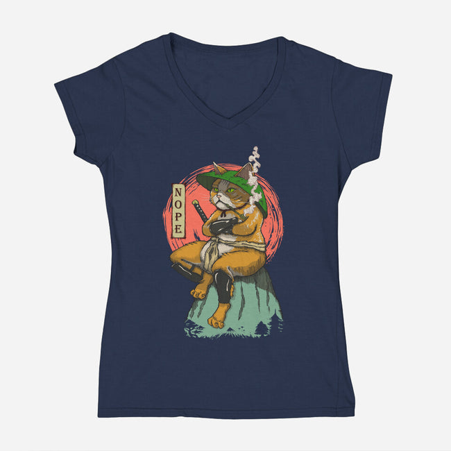 Nopejima Sensei-Womens-V-Neck-Tee-Ionfox