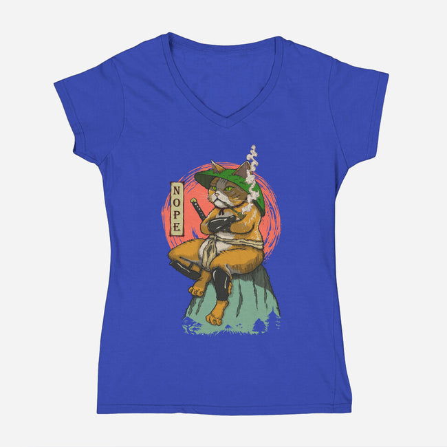 Nopejima Sensei-Womens-V-Neck-Tee-Ionfox