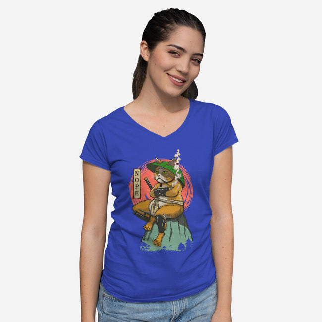 Nopejima Sensei-Womens-V-Neck-Tee-Ionfox