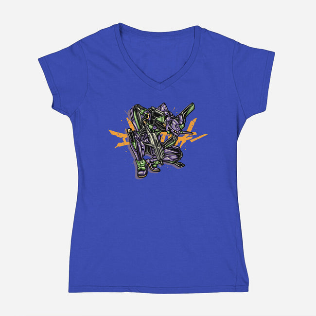 Test Type 01-Womens-V-Neck-Tee-glitchygorilla