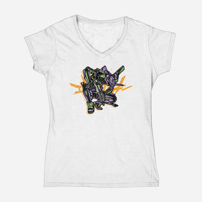 Test Type 01-Womens-V-Neck-Tee-glitchygorilla